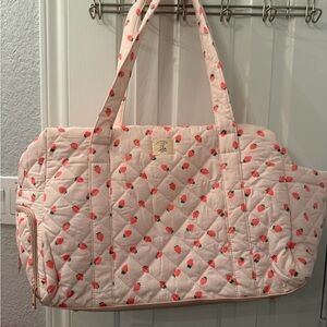 Poppy and Peonies Strawberry Print road tripper duffle bag